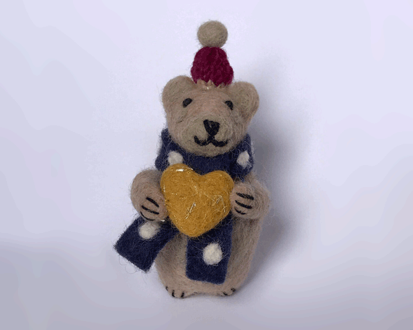 Felt Heart Bear Decoration